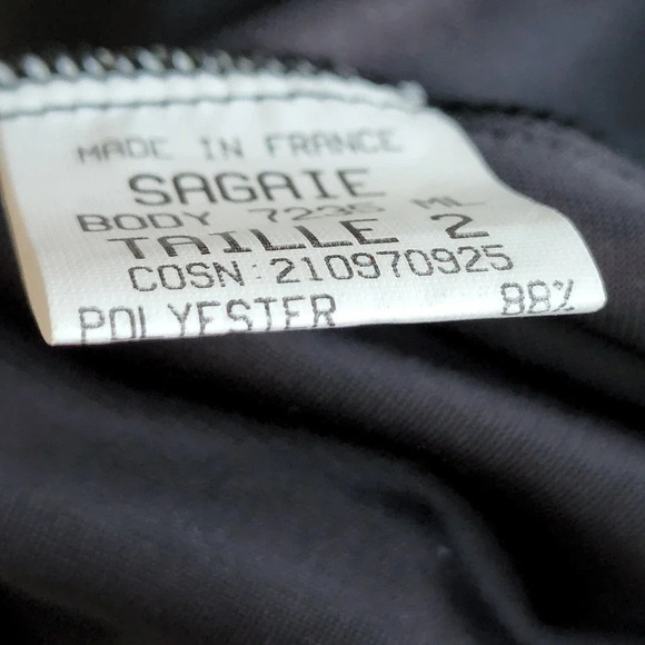 Sagaie France Vintage Womens Designer Satin Velor Tuxedo Body Suit Size 2 Black - Picture 16 of 16